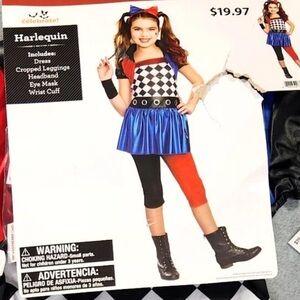 NWT’s Harlequin Kids Halloween Costume - Blue, Red, Black - L (10-12)